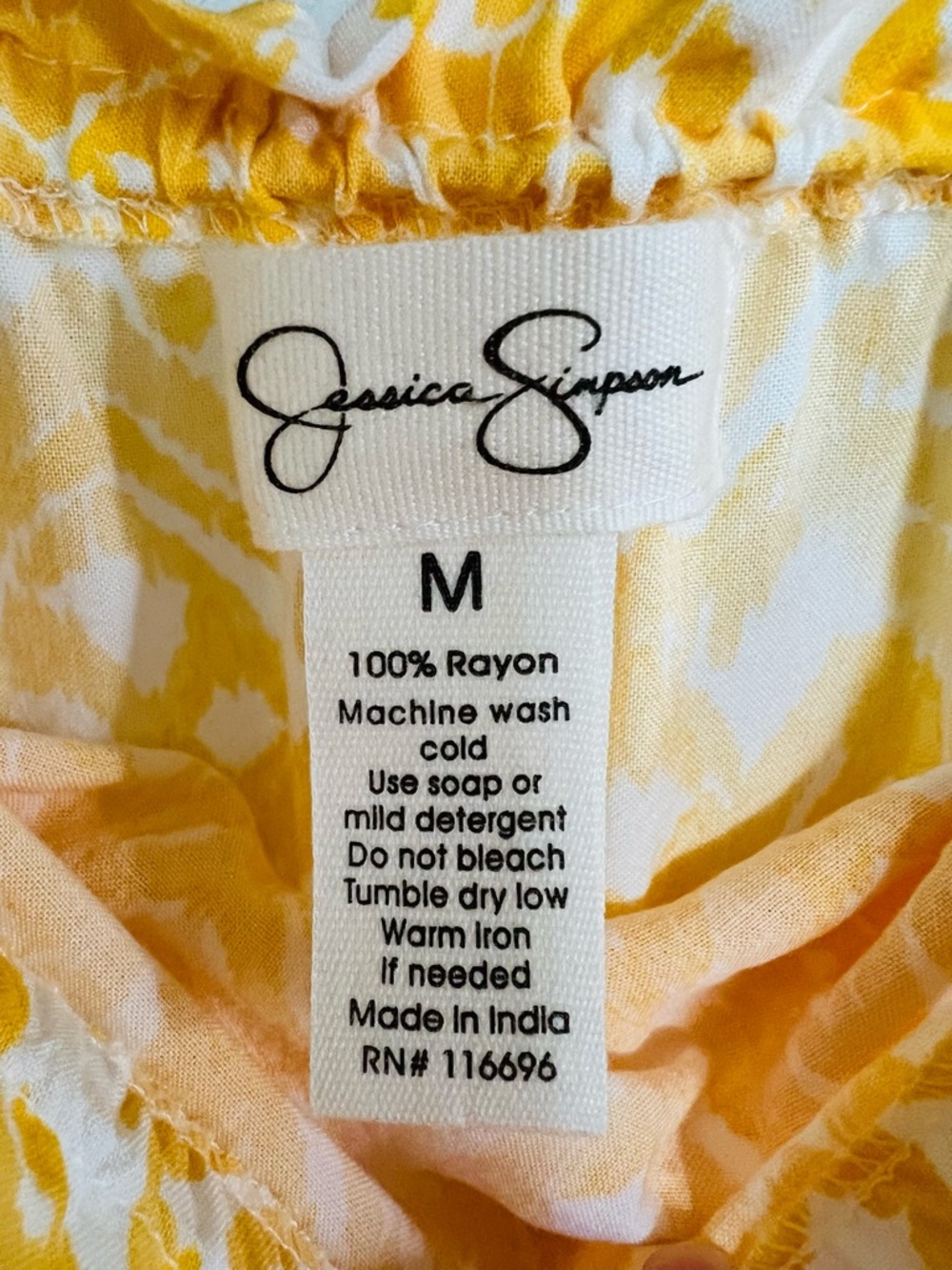 Jessica Simpson Yellow and White Printed Strapless Maxi Dress Size M - Picture 4 of 4